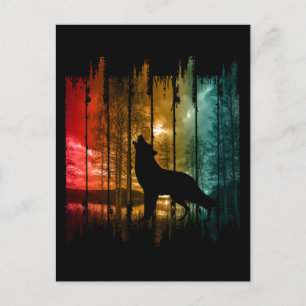 LAKE TREES WOLF HOWLING POSTCARD