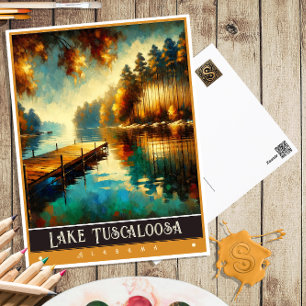 Lake Tuscaloosa, Alabama Vintage Painting Postcard