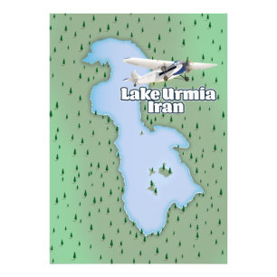 Lake Urmia Iran Travel Map Photo Print