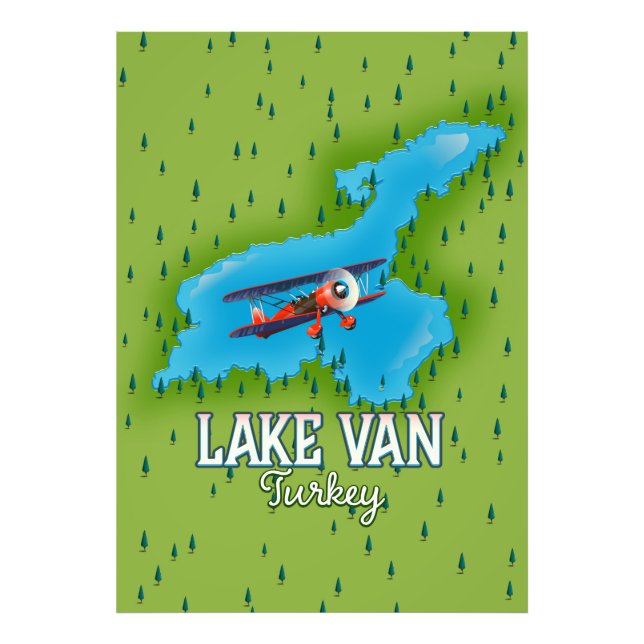 Lake Van Turkey Map Photo Print (Front)