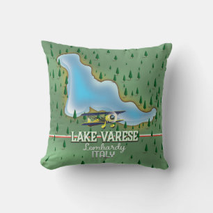 Lake Varese, Lombardy, italy travel poster Cushion