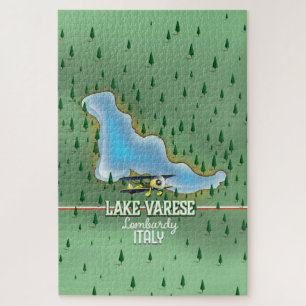 Lake Varese, Lombardy, italy travel poster Jigsaw Puzzle