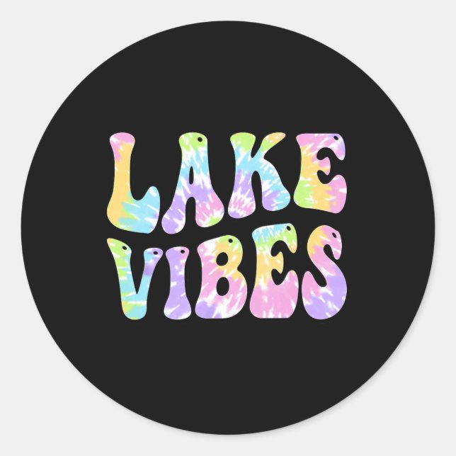 Lake Vibes Funny Fishing Boating Sailing Women Gir Classic Round Sticker (Front)