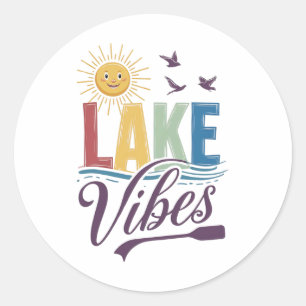 Lake Vibes Lake Adventure Nature Mountains Hiking  Classic Round Sticker