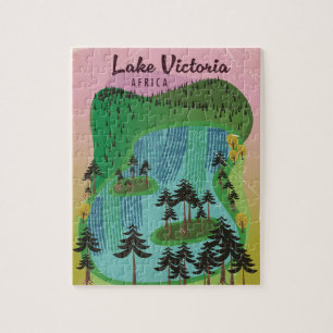 Lake Victoria African travel poster Jigsaw Puzzle
