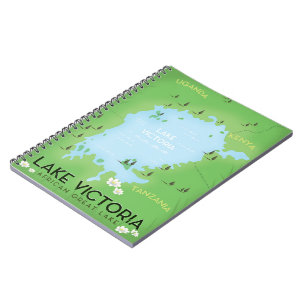 Lake Victoria Map - Africa Great Lake travel art. Notebook