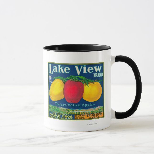 Lake View Apple Label - Watsonville, CA Mug (Right)