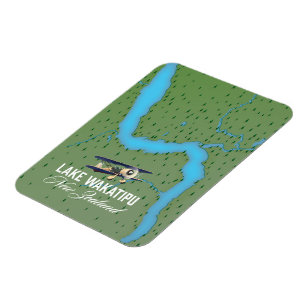 Lake Wakatipu New Zealand map Magnet