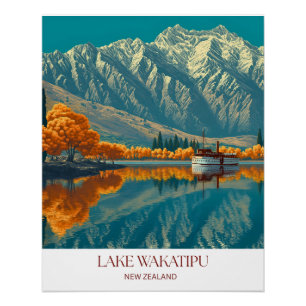 Lake Wakatipu Print   New Zealand Wall Art