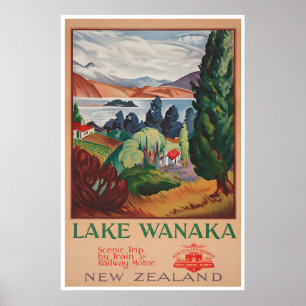 Lake Wanaka Art New Zealand Print Travel Poster