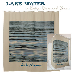 Lake Water Beige Blue Black Shower Curtain