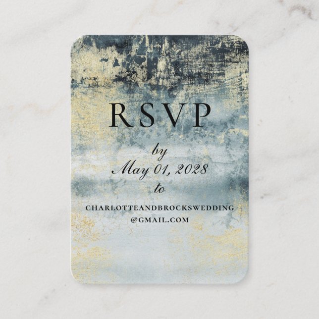Lake Water Green & Gold Painting Online RSVP Card (Front)