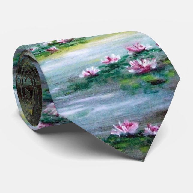 LAKE ,WATERLILIES AND TREES IN LANDSCAPE TIE (Rolled)