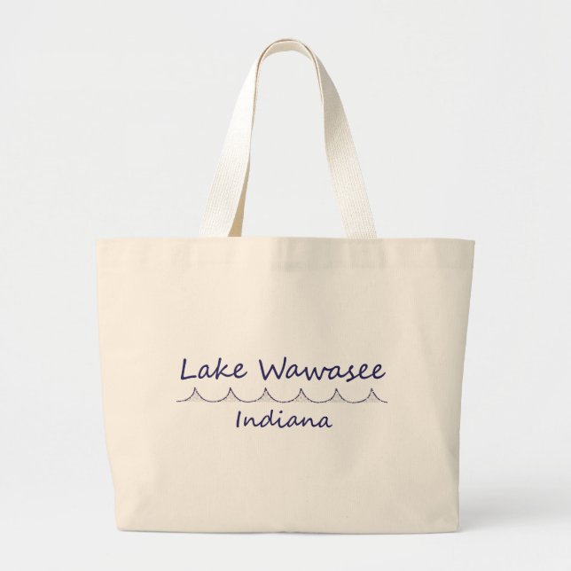 Lake Wawasee, Indiana Large Tote Bag (Front)