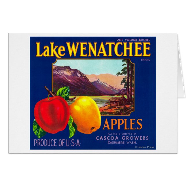 Lake Wenatchee Apple Label (blue) - Cashmere, WA (Front Horizontal)