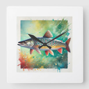 lake whitefish 030924AREF149 - Watercolor Square Wall Clock
