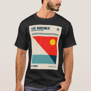 Lake Windemere Lake District Retro Travel Art  T-Shirt