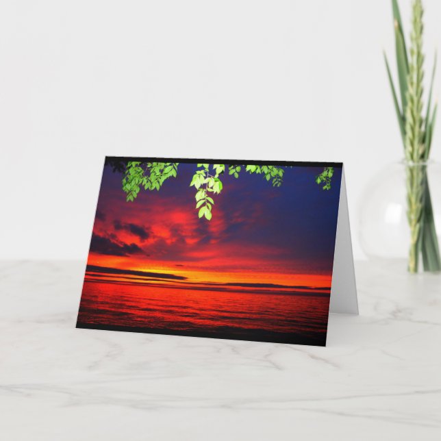 Lake Winnebago Sunset Thinking Of You Card (Front)