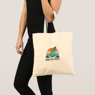 Lake Winnebago WI Sunset Lake Map Outline Tote Bag