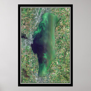 Lake Winnebago Wisconsin Satellite Poster Map