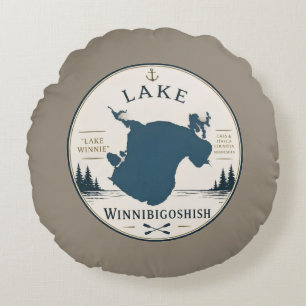 Lake Winnibigoshish Vacation Home Decor & Souvenir Round Cushion