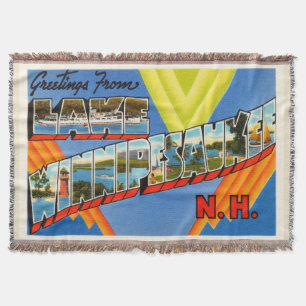 Lake Winnipesaukee #2 New Hampshire NH Old Travel Throw Blanket