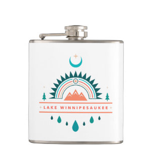 lake winnipesaukee boho rainbow moon hip flask