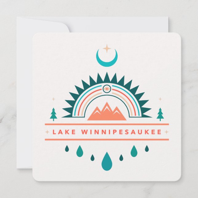 LAKE WINNIPESAUKEE boho rainbow moon Invitation (Front)