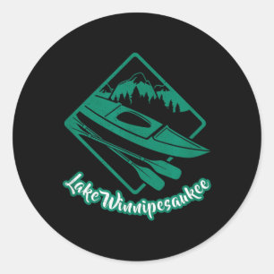 Lake Winnipesaukee Kayak Kayaking Boating Paddling Classic Round Sticker