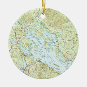 Lake Winnipesaukee Map (1986) Ceramic Ornament