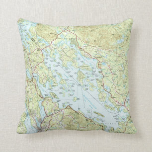 Lake Winnipesaukee Map (1986) Cushion