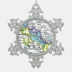 Lake Winnipesaukee Map Snowflake Ornament