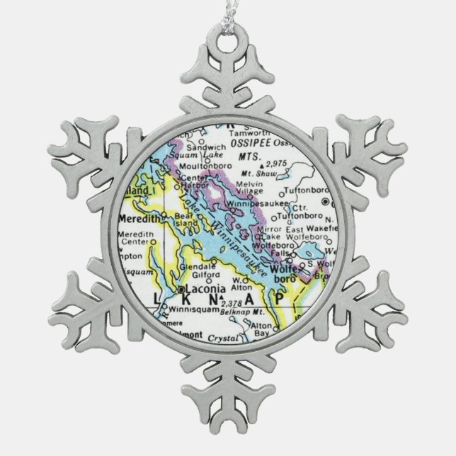 Lake Winnipesaukee Map Snowflake Ornament (Front)