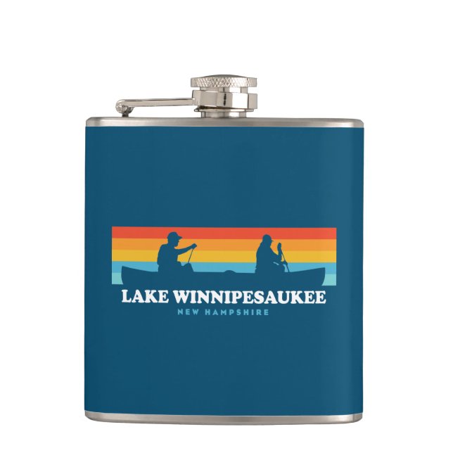 Lake Winnipesaukee New Hampshire Canoe Hip Flask (Front)