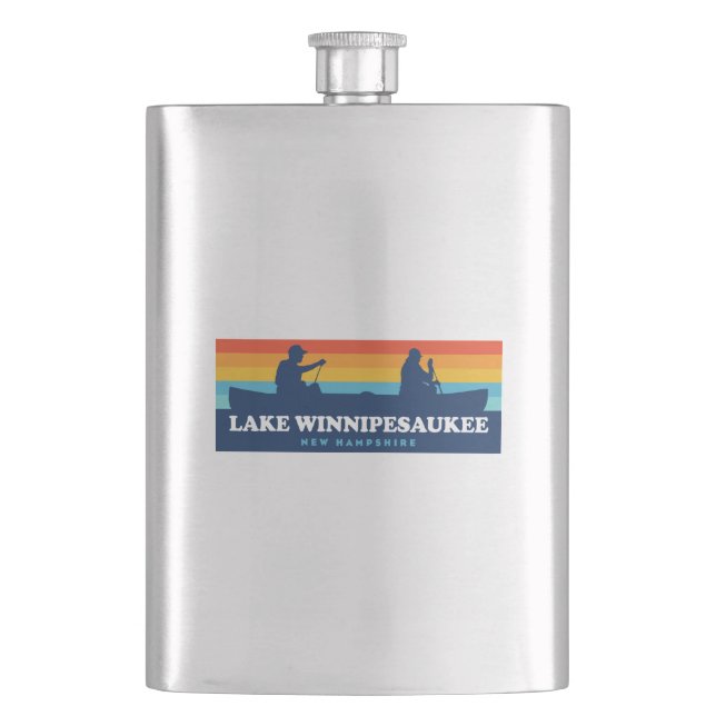 Lake Winnipesaukee New Hampshire Canoe Hip Flask (Front)