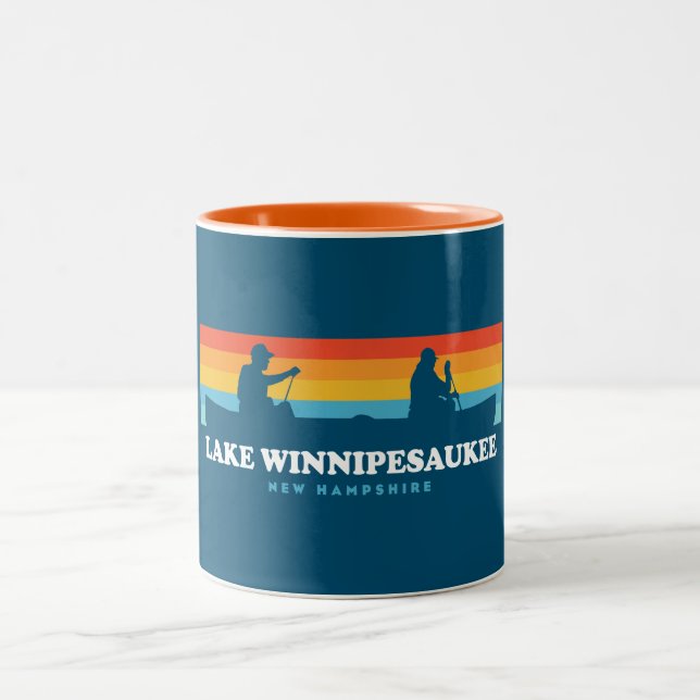  Lake Winnipesaukee New Hampshire Canoe Two-Tone Coffee Mug (Center)
