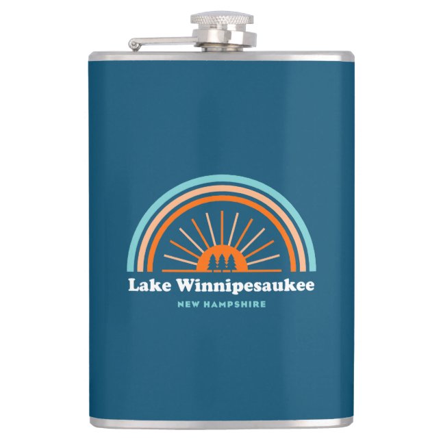 Lake Winnipesaukee New Hampshire Rainbow Hip Flask (Front)