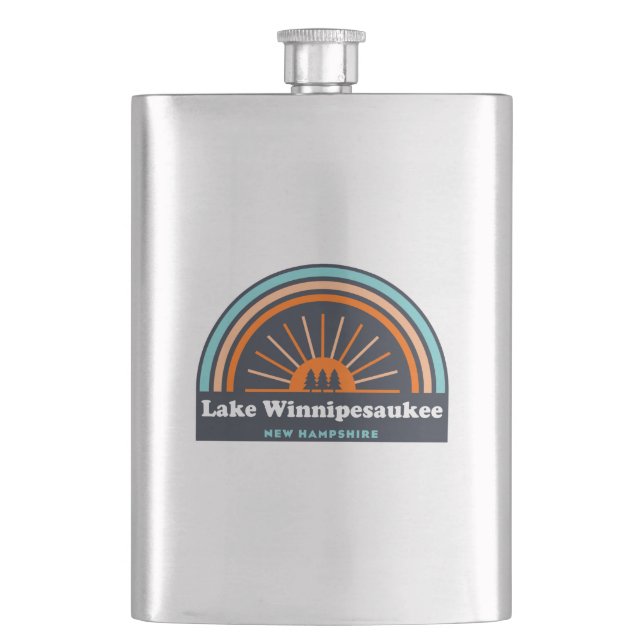 Lake Winnipesaukee New Hampshire Rainbow Hip Flask (Front)