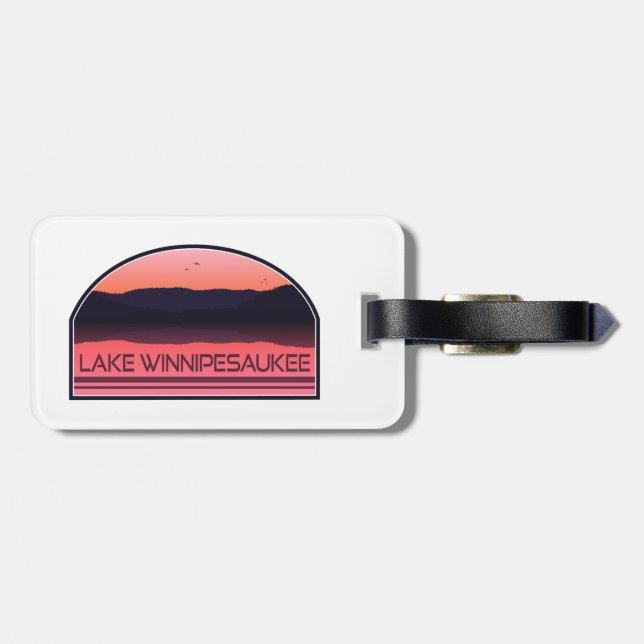 Lake Winnipesaukee New Hampshire Red Sunrise Luggage Tag (Back Horizontal)