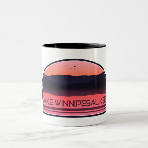 Lake Winnipesaukee New Hampshire Red Sunrise Two-Tone Coffee Mug