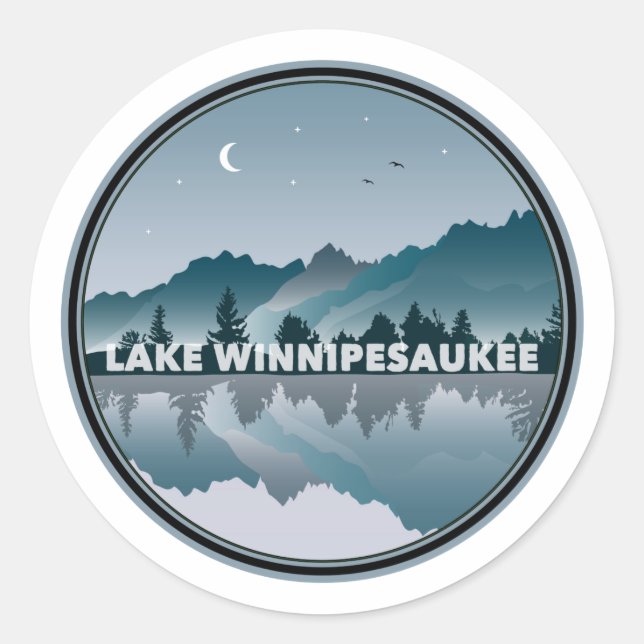 Lake Winnipesaukee New Hampshire Reflection Classic Round Sticker (Front)