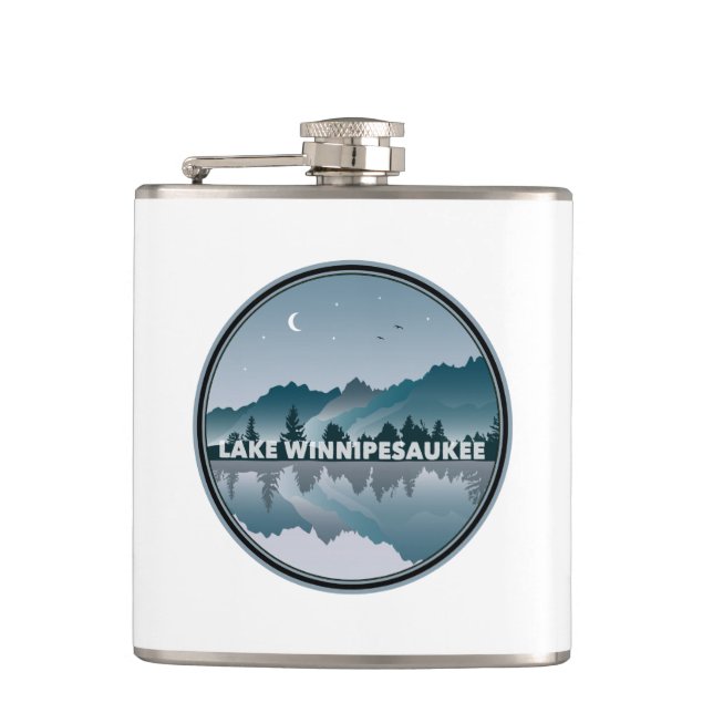 Lake Winnipesaukee New Hampshire Reflection Hip Flask (Front)