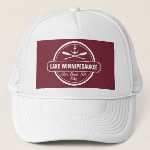 Lake Winnipesaukee NH custom town, name, anchor Trucker Hat