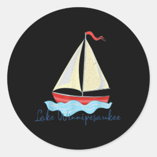 Lake Winnipesaukee Sailing Boating Nautical Sail Classic Round Sticker
