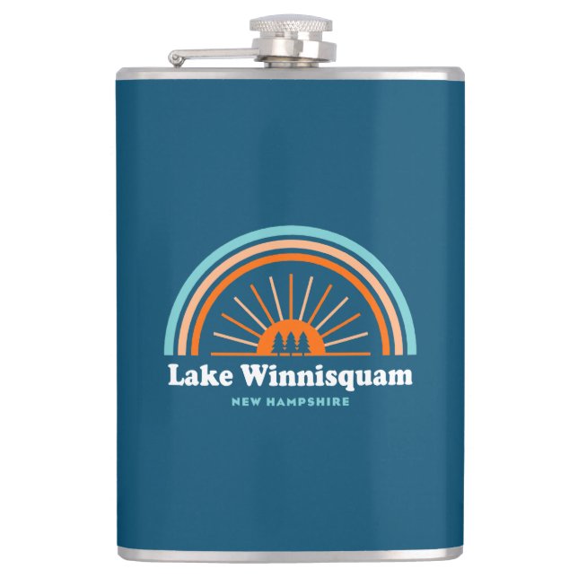 Lake Winnisquam New Hampshire Rainbow Hip Flask (Front)