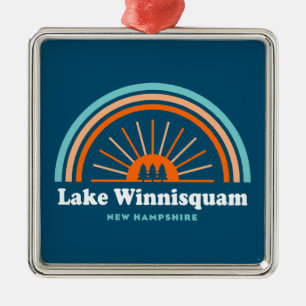 Lake Winnisquam New Hampshire Rainbow Metal Ornament