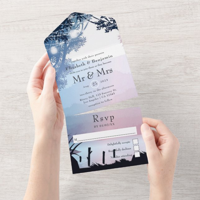 Lake Woodland Forest Wedding All In One Invitation (Tearaway)