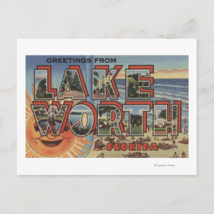 Lake Worth, Florida - Large Letter Scenes Postcard