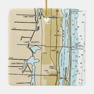 Lake Worth Florida Nautical Chart Ceramic Ornament