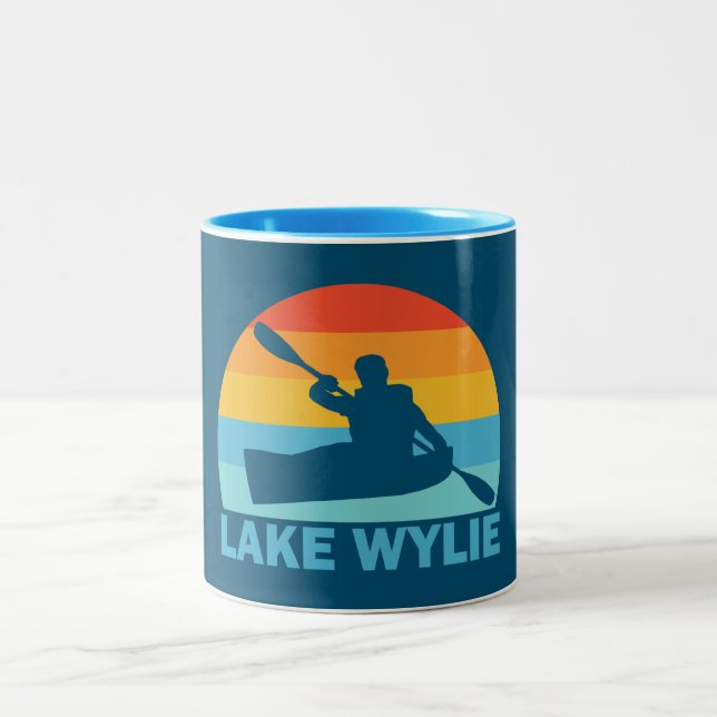 Lake Wylie North Carolina South Carolina Kayak Two-Tone Coffee Mug (Center)